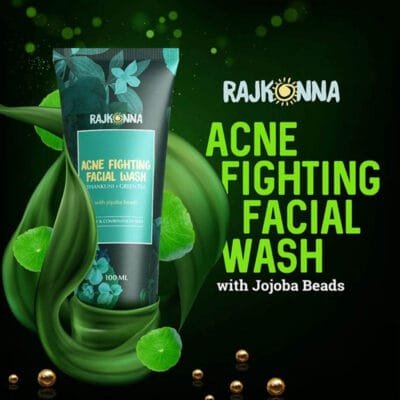 Rajkonna Glow Booster Facial Wash with Thankuni and Green Tea, 100ml, Deep Cleansing, Brightening